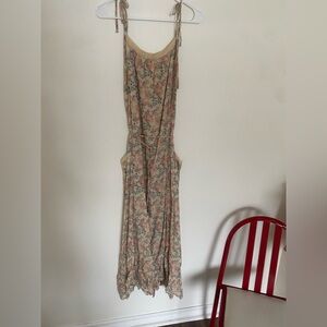 Christy Dawn Beige Floral Maxi Dress with Pink & Blue Accents